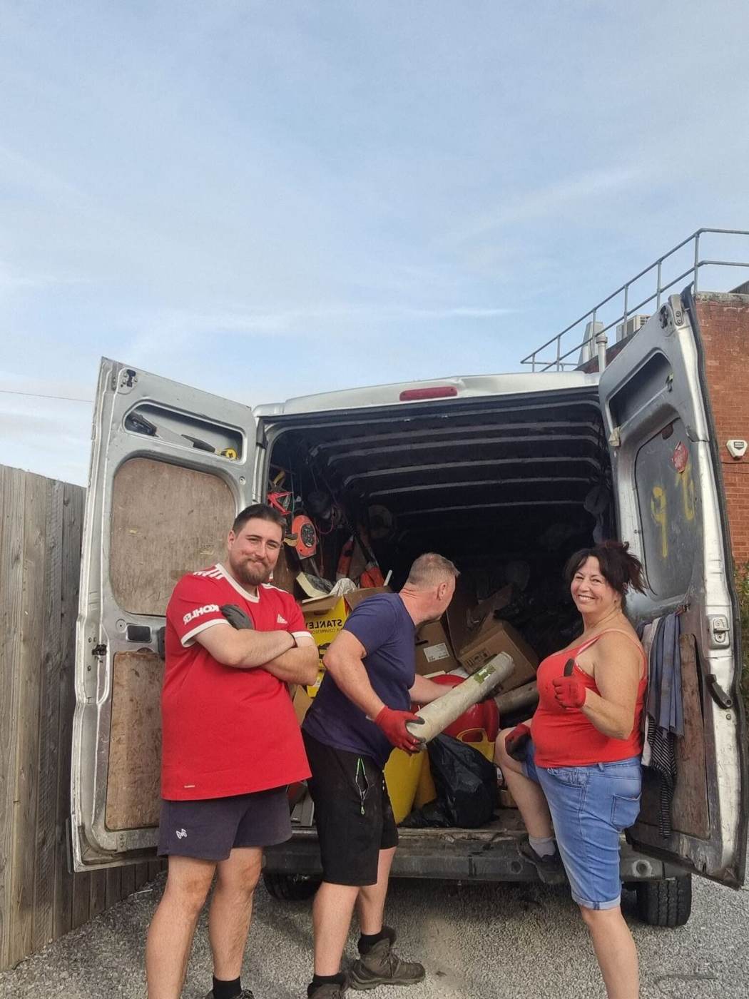 Woman, man and van
